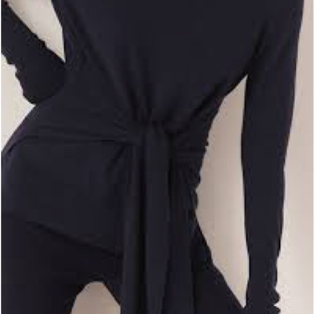 The White Company Tie Waist Lounge Sweater with Cashmere Wool Navy Blue NWT - Picture 14 of 15